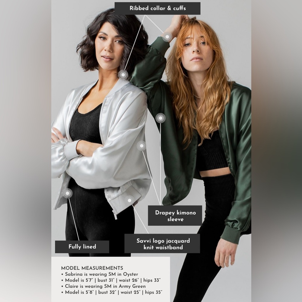 Savvi Lucy Satin Bomber Jacket in Silver - Picture 9 of 12